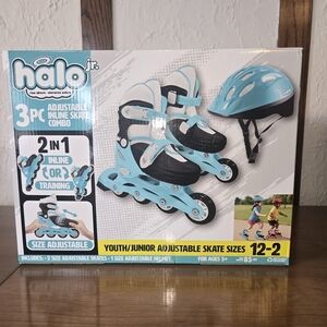 Halo Jr. Blue Adjustable Inline Skate Combo